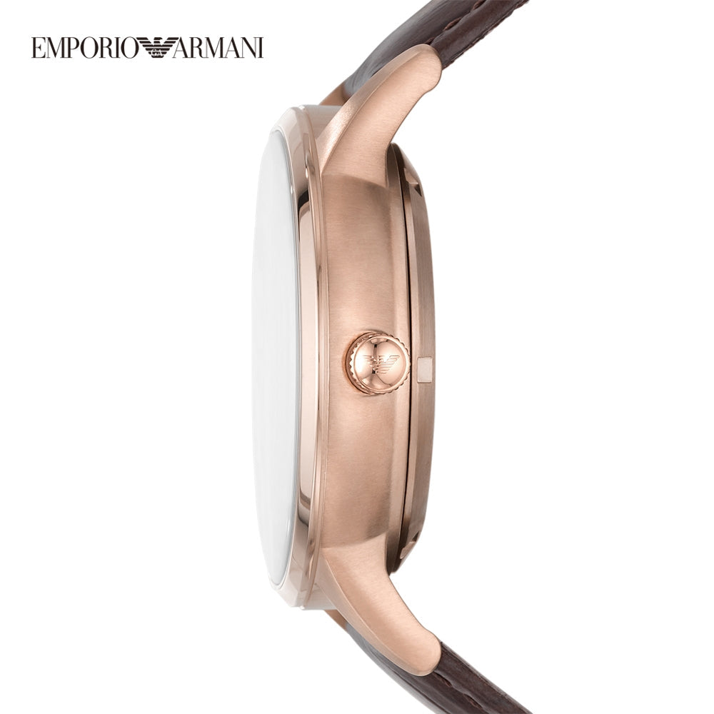 Emporio Armani Meccanico Automatic Silver Dial Brown Leather Strap Watch For Men - AR60039 Buy Now By Emporio Armani
