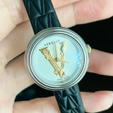Versace Virtus Quartz White Dial Black Leather Strap Watch For Women - VET300421 Buy Now By Versace