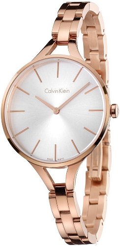 Calvin Klein Graphic Silver Dial Rose Gold Steel Strap Watch for Women - K7E23646 Buy Now By Calvin Klein