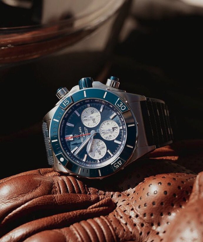 Breitling Super Chronomat B01 44 Blue Dial Blue Rubber Strap Watch for Men - AB0136161C1S1 Buy Now By Breitling