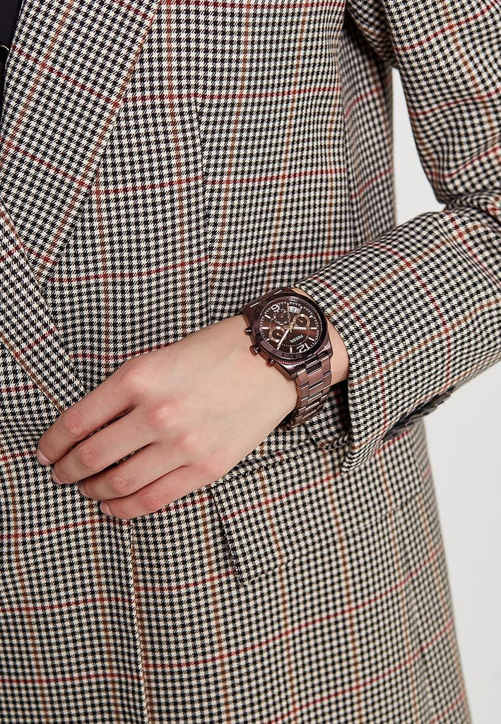 Fossil Perfect Boyfriend Multifunction Maroon Dial Maroon Steel Strap Watch for Women - ES4110 Buy Now By Fossil