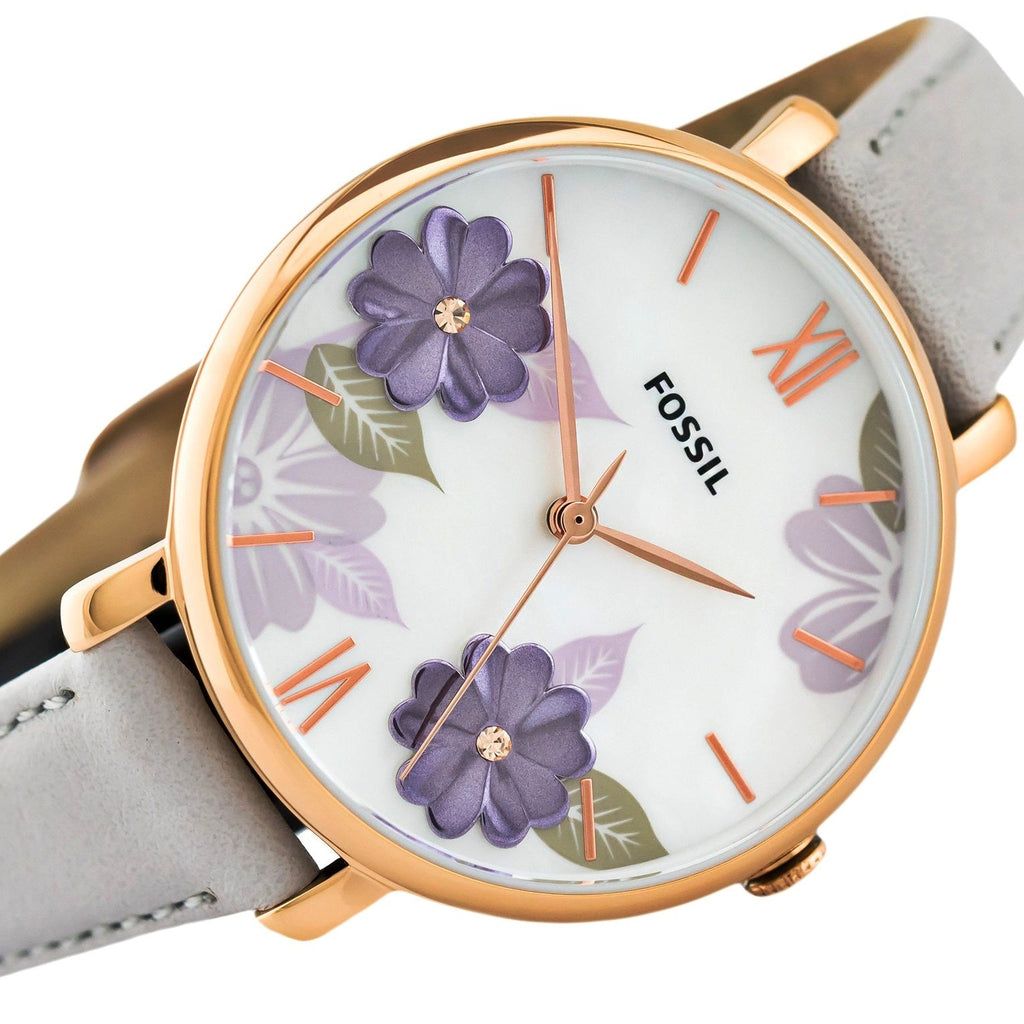 Fossil Jacqueline Mother of Pearl Dial Grey Leather Strap Watch for Women - ES4672 Buy Now By Fossil