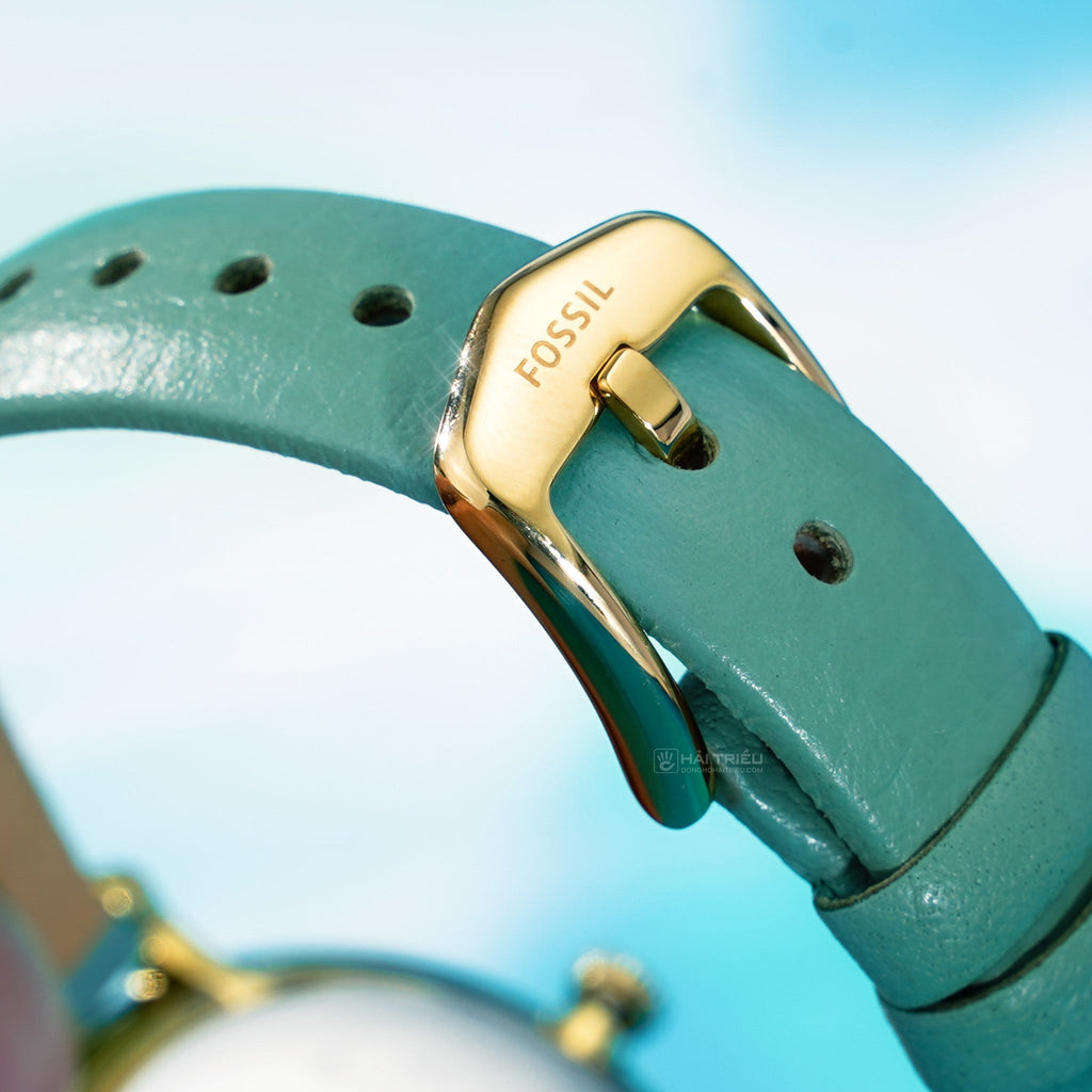 Fossil Jacqueline Analog Moonphase Mother of Pearl White Dial Green Leather Strap Watch for Women - ES5168 Buy Now By Fossil