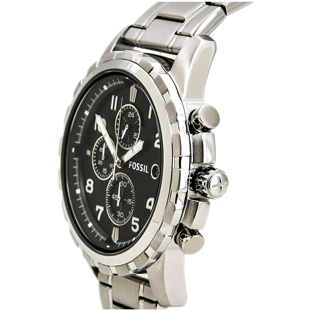 Fossil Dean Chronograph Black Dial Silver Steel Strap Watch for Men - FS4542 Buy Now By Fossil