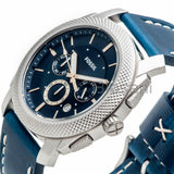 Fossil Machine Chronograph Blue Dial Blue Leather Strap Watch for Men - FS5262 Buy Now By Fossil