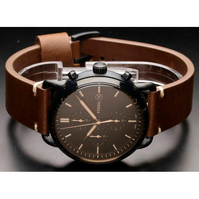 Fossil Commuter Chronograph Black Dial Brown Leather Strap Watch for Men - FS5403 Buy Now By Fossil