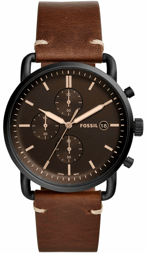 Fossil Commuter Chronograph Black Dial Brown Leather Strap Watch for Men - FS5403 Buy Now By Fossil
