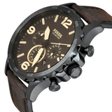 Fossil Nate Chronograph Brown Dial Brown Leather Strap Watch for Men - JR1487 Buy Now By Fossil