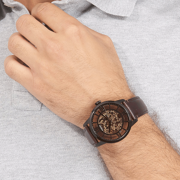 Fossil Townsman Automatic Skeleton Brown Dial Brown Leather Strap Watch for Men - ME3098 Buy Now By Fossil