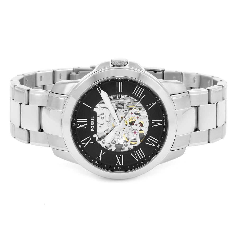 Fossil Grant Automatic Skeleton Black Dial Silver Steel Strap Watch for Men - ME3103 Buy Now By Fossil