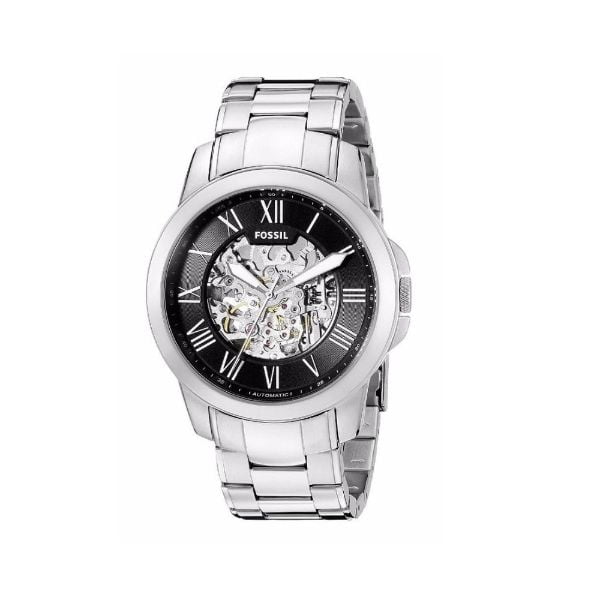 Fossil Grant Automatic Skeleton Black Dial Silver Steel Strap Watch for Men - ME3103 Buy Now By Fossil