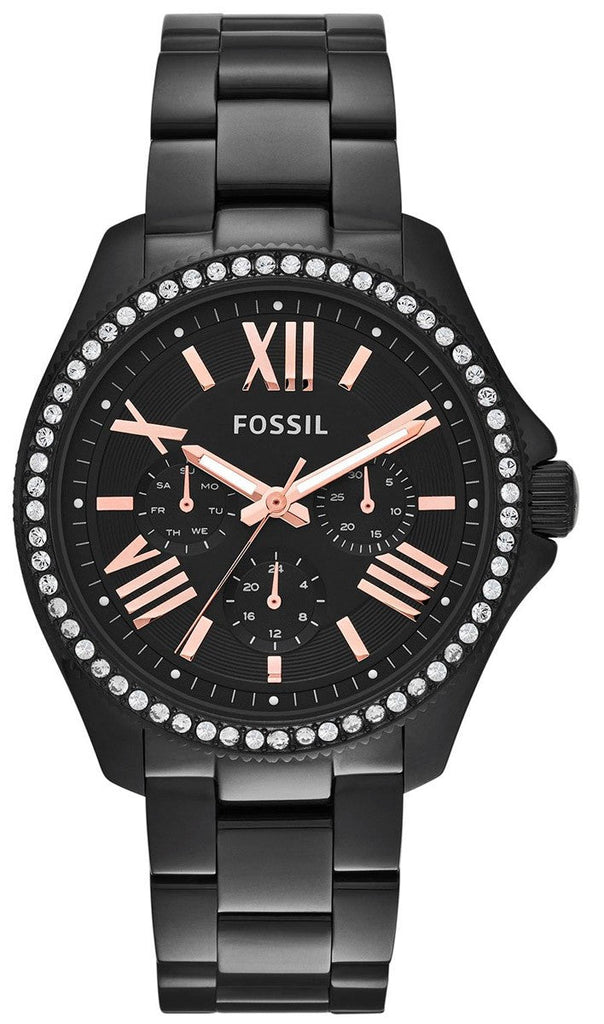 Fossil Cecile Multi Function Crystals Black Dial Black Steel Strap Watch for Women - AM4522 Buy Now By Fossil