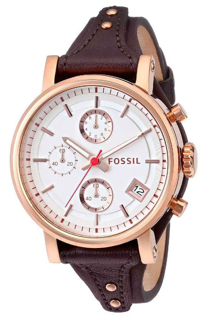 Fossil Boyfriend White Dial Brown Leather Strap Watch for Women - ES3616 Buy Now By Fossil