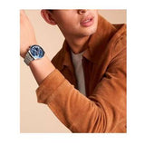 Fossil Sport Tourer Chronograph Blue Dial Silver Steel Strap Watch for Men - FS6047 Buy Now By Fossil