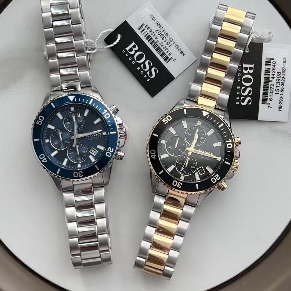 Hugo Boss Admiral Black Dial Two Tone Steel Strap Watch for Men - 1513908 Buy Now By Hugo Boss