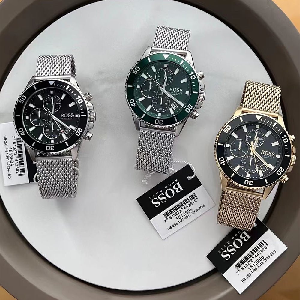 Hugo Boss Admiral Black Dial Silver Mesh Bracelet Watch for Men - 1513904 Buy Now By Hugo Boss