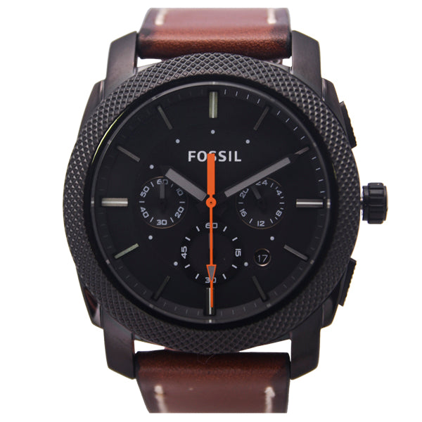 Fossil Machine Chronograph Black Dial Brown Leather Strap Watch for Men - FS5234 Buy Now By Fossil