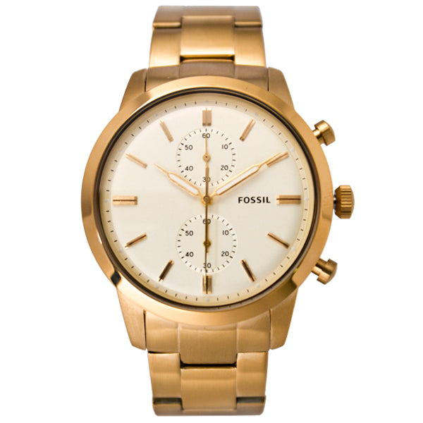 Fossil Townsman Chronograph White Dial Gold Steel Strap Watch for Men - FS5348 Buy Now By Fossil
