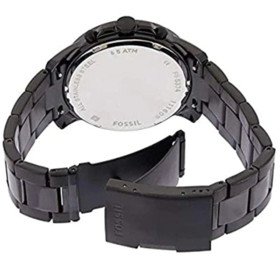 Fossil Grant Sport Chronograph Black Dial Black Steel Strap Watch for Men - FS5374 Buy Now By Fossil