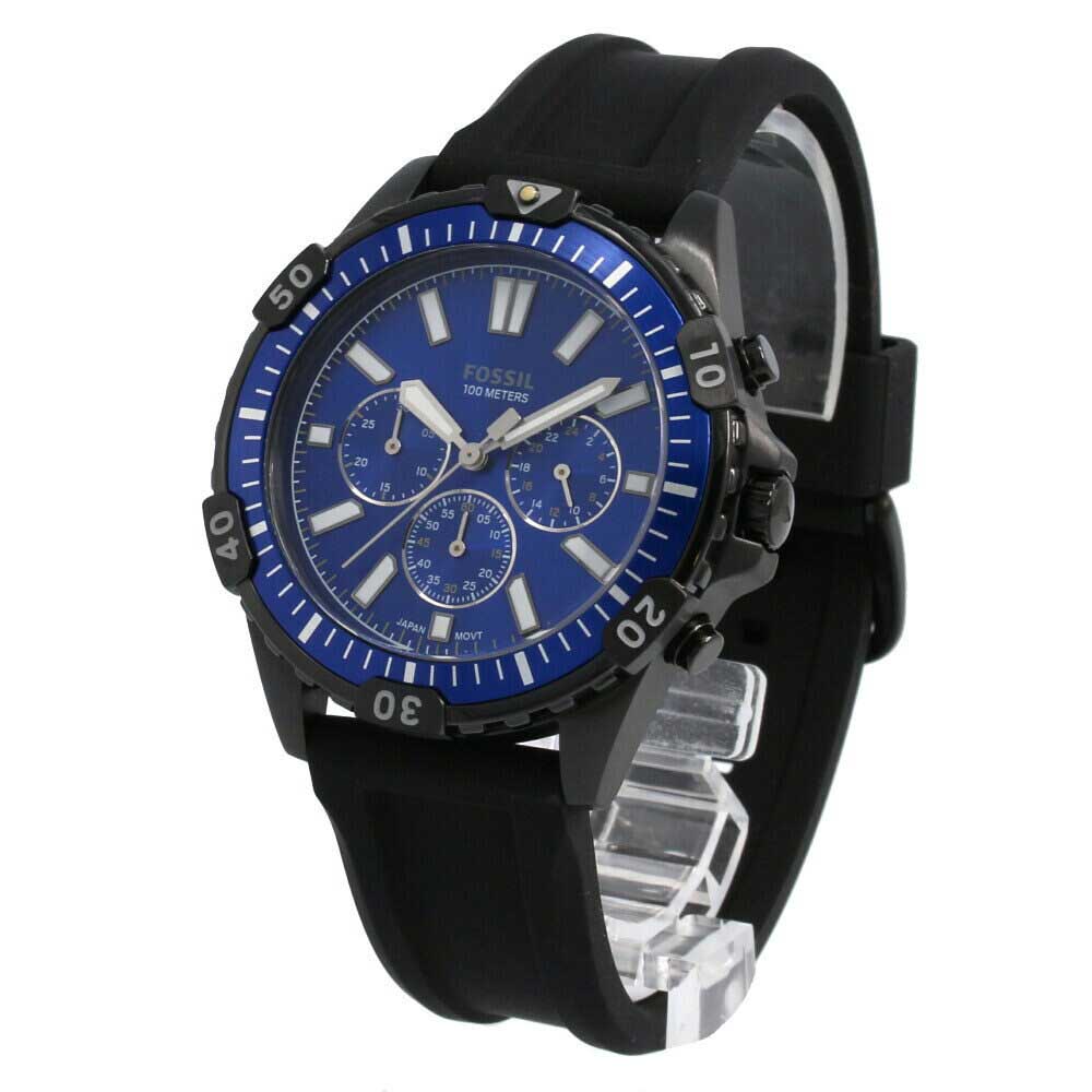 Fossil Garrett Chronograph Blue Dial Black Rubber Strap Watch for Men - FS5695 Buy Now By Fossil