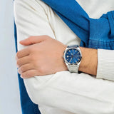 Fossil Everett Chronograph Blue Dial Silver Steel Strap Watch for Men - FS5795 Buy Now By Fossil