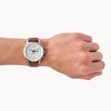 Fossil Retro Pilot Chronograph Silver Dial Brown Leather Strap Watch for Men - FS5809 Buy Now By Fossil
