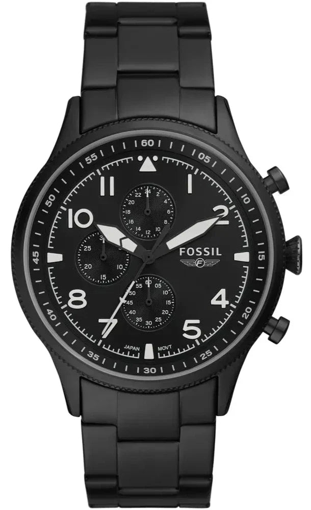 Fossil Pilot Chronograph Black Dial Black Steel Strap Watch for Men - FS5811 Buy Now By Fossil