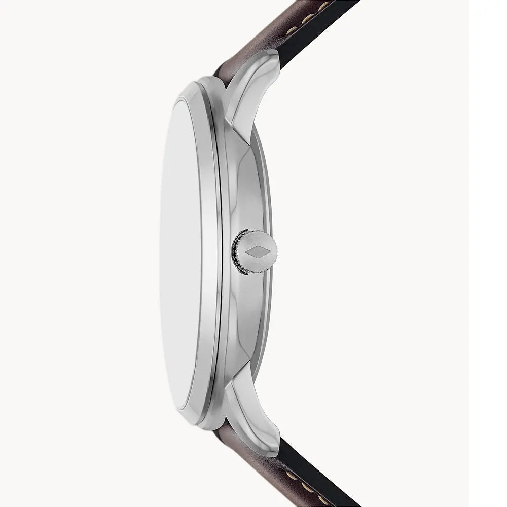 Fossil Neutra Minimalist Moonphase Silver Dial Brown Leather Strap Watch for Men - FS5905 Buy Now By Fossil