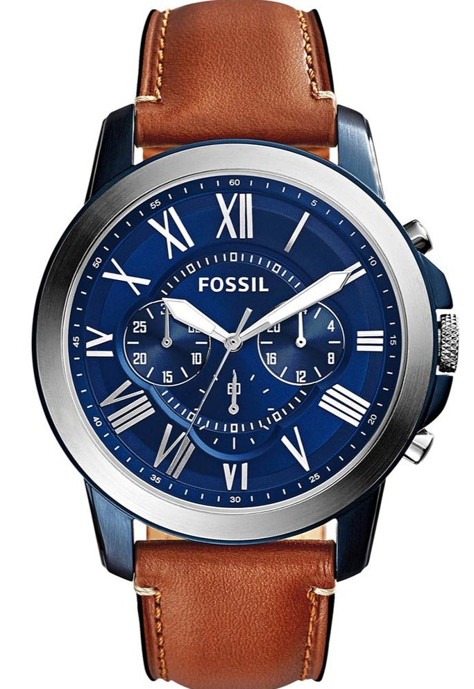 Fossil Grant Chronograph Blue Dial Brown Leather Strap Watch for Men - FS5151 Buy Now By Fossil