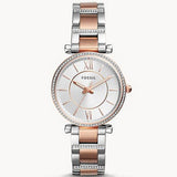 Fossil Carlie Silver Dial Two Tone Steel Strap Watch for Women - ES4342 Buy Now By Fossil