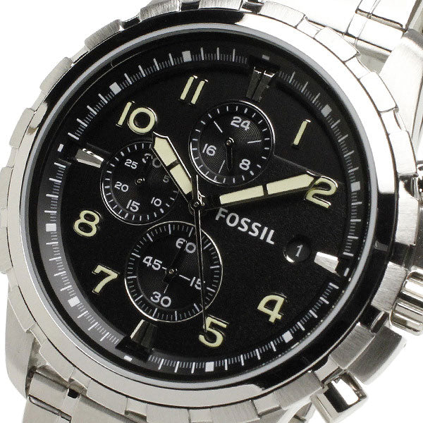 Fossil Dean Chronograph Black Dial Silver Steel Strap Watch for Men - FS4542 Buy Now By Fossil