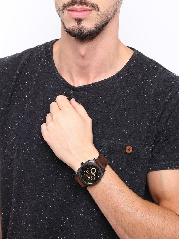 Fossil Machine Flight Chronograph Brown Dial Brown Leather Strap Watch for Men - FS4656 Buy Now By Fossil