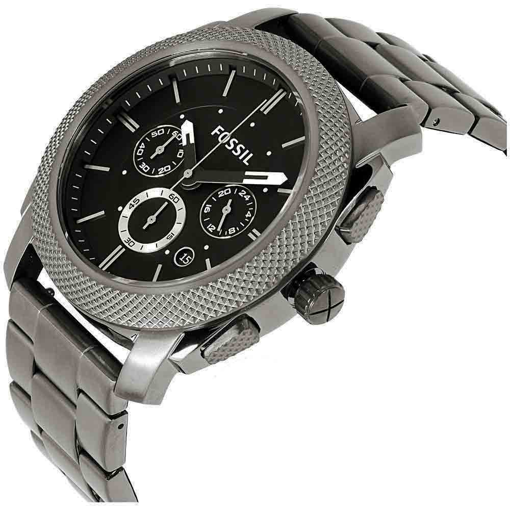 Fossil Machine Chronograph Black Dial Grey Steel Strap Watch for Men - FS4662 Buy Now By Fossil