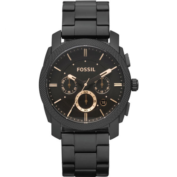 Fossil Machine Chronograph Black Dial Black Steel Strap Watch for Men - FS4682 Buy Now By Fossil