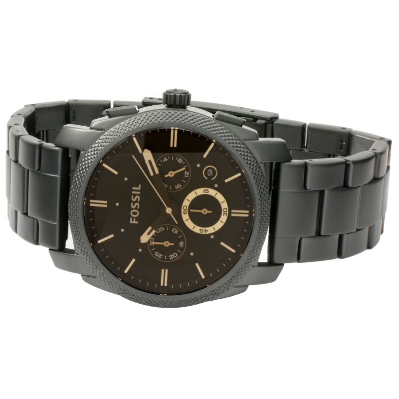 Fossil Machine Chronograph Black Dial Black Steel Strap Watch for Men - FS4682 Buy Now By Fossil