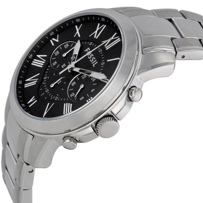 Fossil Grant Chronograph Black Dial Silver Steel Strap Watch for Men - FS4736 Buy Now By Fossil