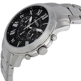 Fossil Grant Chronograph Black Dial Silver Steel Strap Watch for Men - FS4736 Buy Now By Fossil