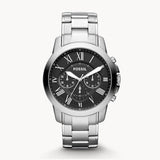 Fossil Grant Chronograph Black Dial Silver Steel Strap Watch for Men - FS4736 Buy Now By Fossil
