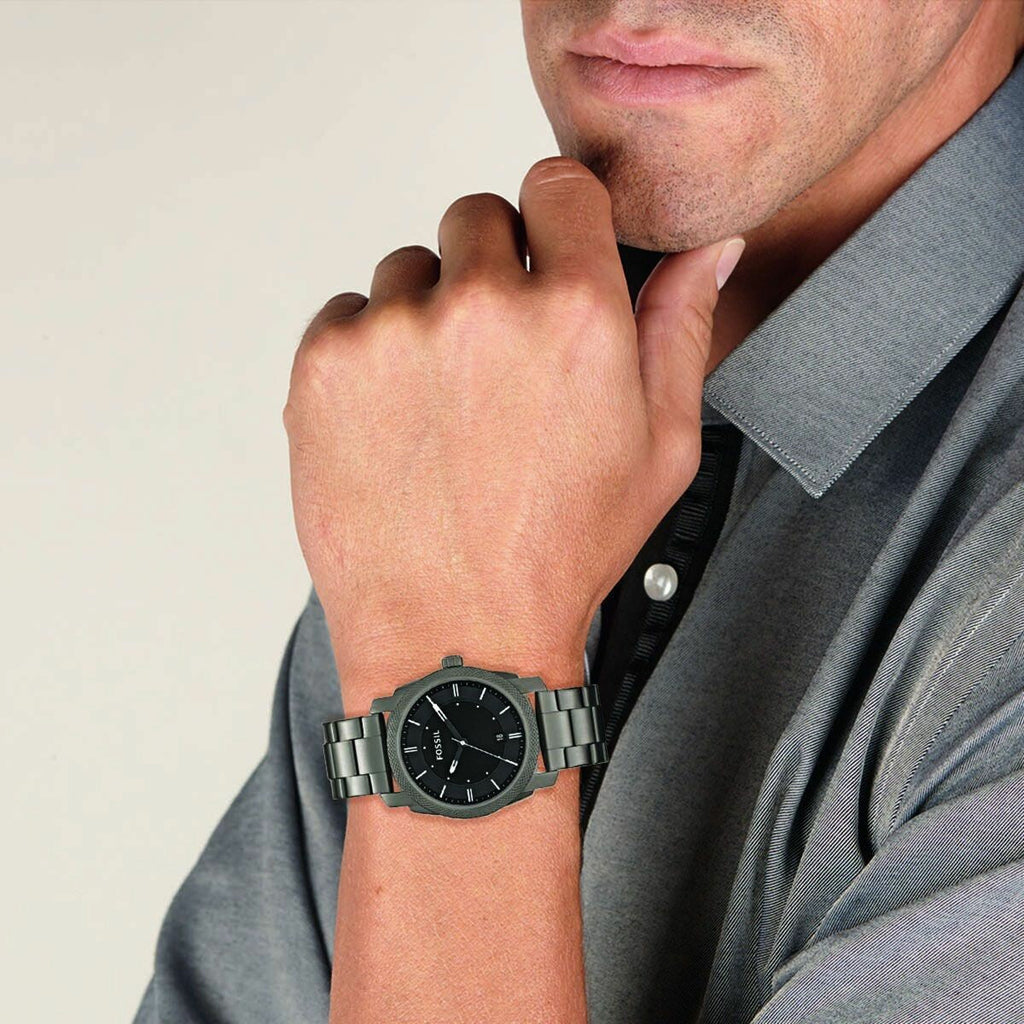 Fossil Machine Chronograph Black Dial Grey Steel Strap Watch for Men - FS4774 Buy Now By Fossil
