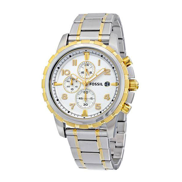 Fossil Dean Chronograph White Dial Silver Steel Strap Watch for Men - FS4795 Buy Now By Fossil