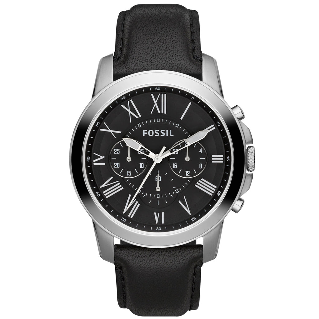 Fossil Grant Chronograph Black Dial Black Leather Strap Watch for Men - FS4812 Buy Now By Fossil