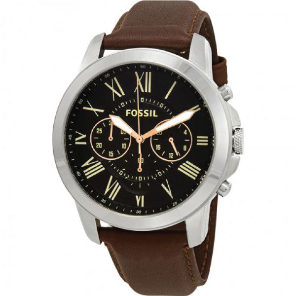 Fossil Grant Chronograph Black Dial Brown Leather Strap Watch for Men - FS4813 Buy Now By Fossil