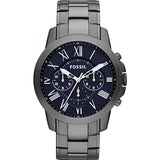 Fossil Grant Chronograph Blue Dial Grey Steel Strap Watch for Men - FS4831 Buy Now By Fossil