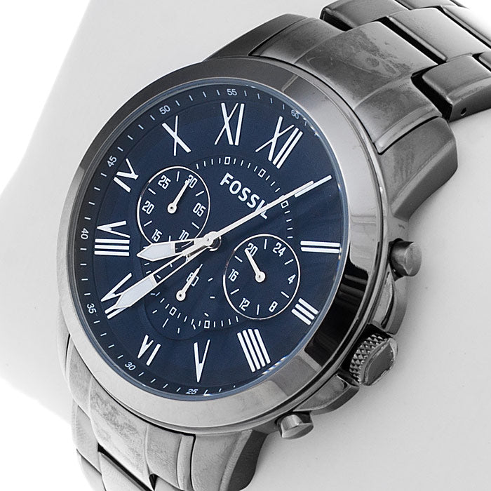 Fossil Grant Chronograph Blue Dial Grey Steel Strap Watch for Men - FS4831 Buy Now By Fossil