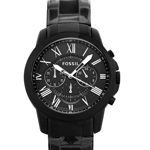 Fossil Grant Chronograph Black Dial Black Steel Strap Watch for Men - FS4832 Buy Now By Fossil