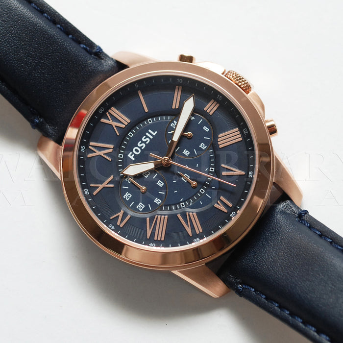 Fossil Grant Chronograph Blue Dial Blue Leather Strap Watch for Men - FS4835 Buy Now By Fossil