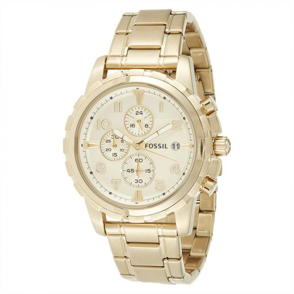Fossil Dean Chronograph Champagne Dial Gold Steel Strap Watch for Men - FS4867 Buy Now By Fossil