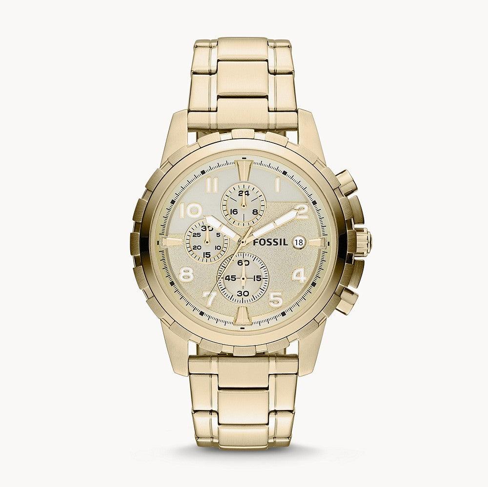 Fossil Dean Chronograph Champagne Dial Gold Steel Strap Watch for Men - FS4867 Buy Now By Fossil