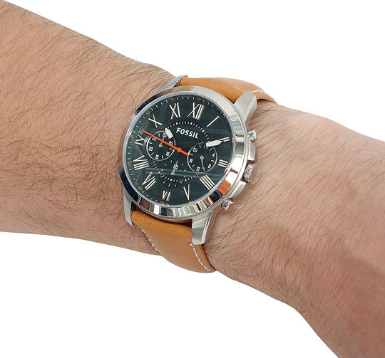 Fossil Grant Chronograph Green Dial Brown Leather Strap Watch for Men - FS4918 Buy Now By Fossil