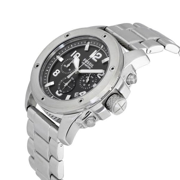 Fossil Modern Machine Black Dial Silver Steel Strap Watch for Men - FS4926 Buy Now By Fossil